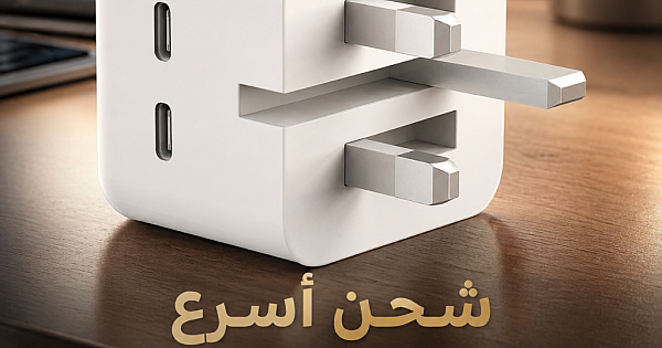 شاحن جداري توفل 20 واط بمنفذين Type-C للشحن السريع (ضمان 3 سنوات)