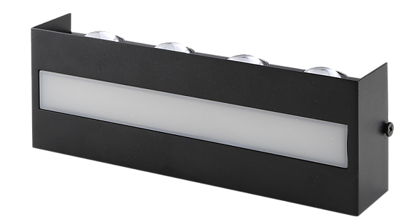 جداري بوابة خارجي اسود + مثلج لون الانارة اصفر 8 عيون مستطيل 12 واط LED