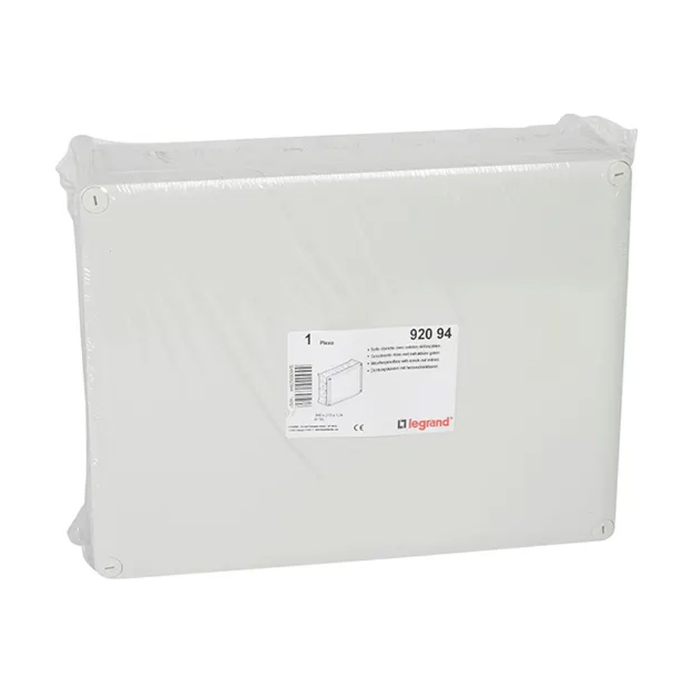 علبة Plexo، LEGRAND، IP55، IK07، 360x270x124، مدخلات كابلات ISO قابلة للثقب، رمادي