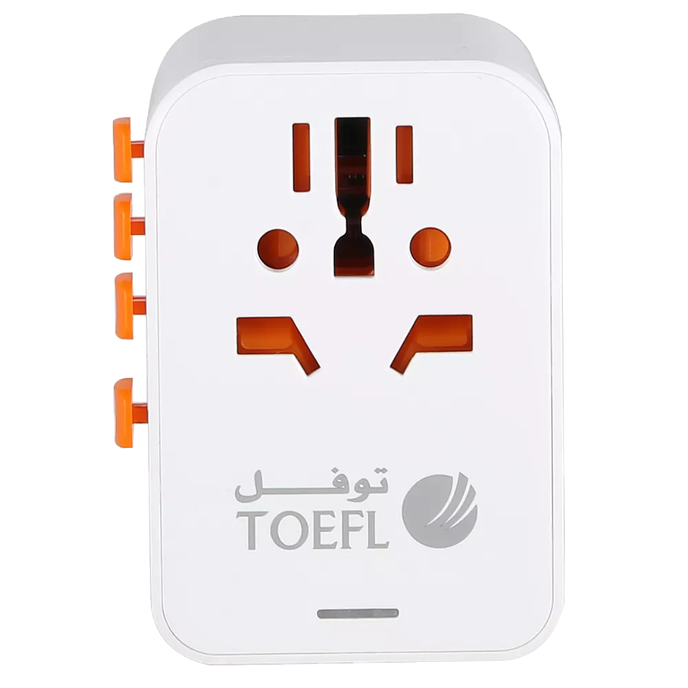 قسام محول سفر عالمي 100 واط دولي مع 5 منافذ شحن USB (3 USB C) منفذ عالمي للولايات المتحدة الى اوروبا والمملكة المتحدة واستراليا وايرلندا (النوع C/G/A/I)