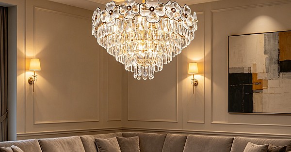 علاقي مودرن ذهبي E14*9 مقاس 600 ملم