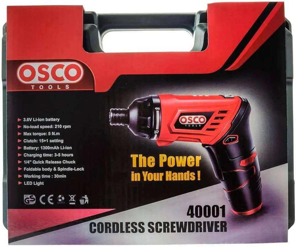 مفك بطارية 3.6 فولط مع كشاف OSCO
