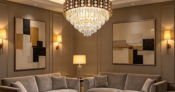 علاقي مودرن ذهبي E14*9 مقاس 600 ملم