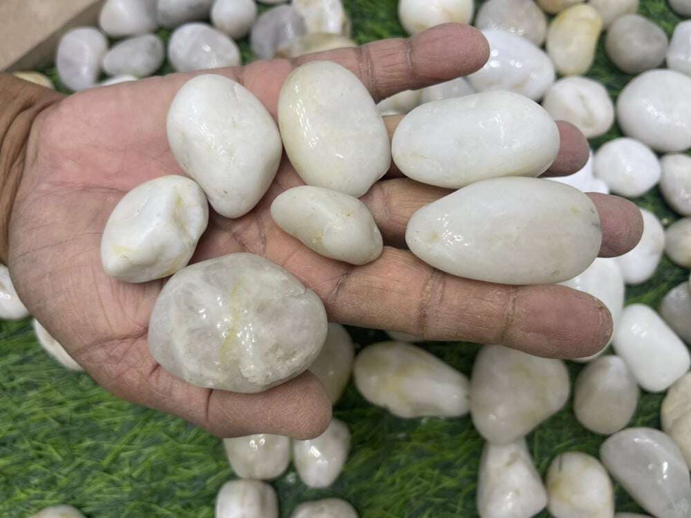 حجر زينة أبيض صغير لامع 10 كجم