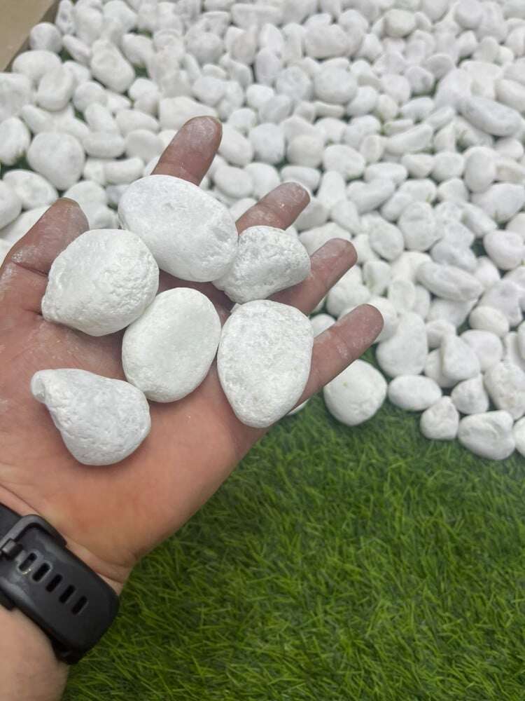 حجر زينة أبيض مطفي متوسط 3-5 سم 10 كجم