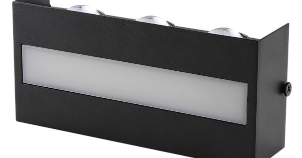 جداري بوابة خارجي اسود + مثلج لون الانارة اصفر 6 عيون مستطيل 10 واط LED