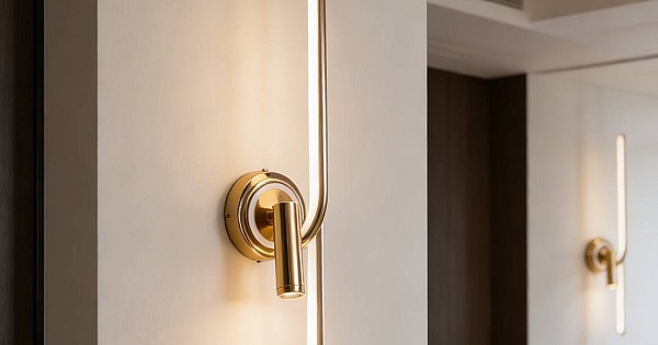 إضاءة جدارية مودرن ذهبي لون الانارة 3 اضاءات 12 واط