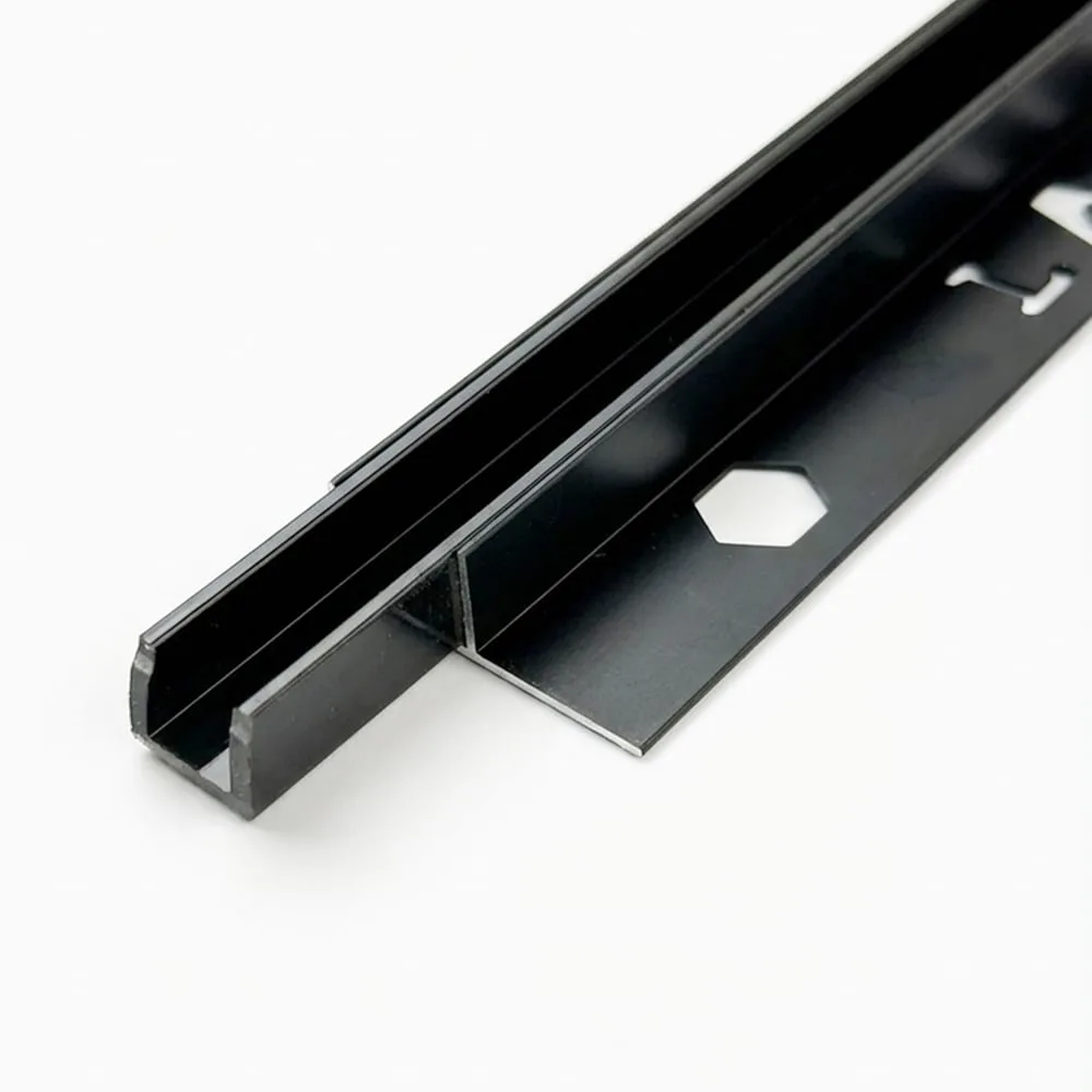 نعلة مخفية بروفايل زجاج مع PVC اسود مطفي 2.5متر 10مم GF002-BM-10W-12H LANDBUILD