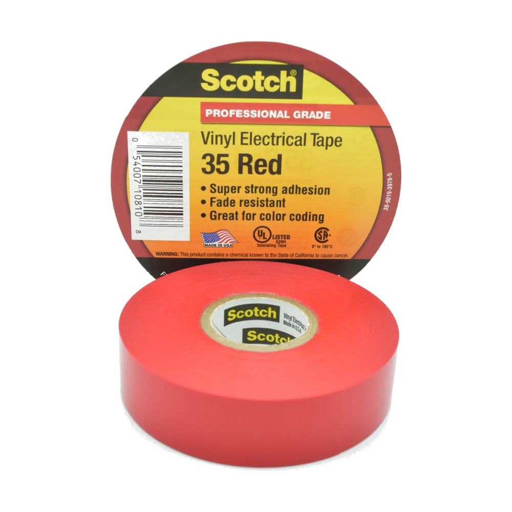 شريط ترميز لوني كهربائي Scotch 35 أحمر 3/4 بوصة × 66 قدم