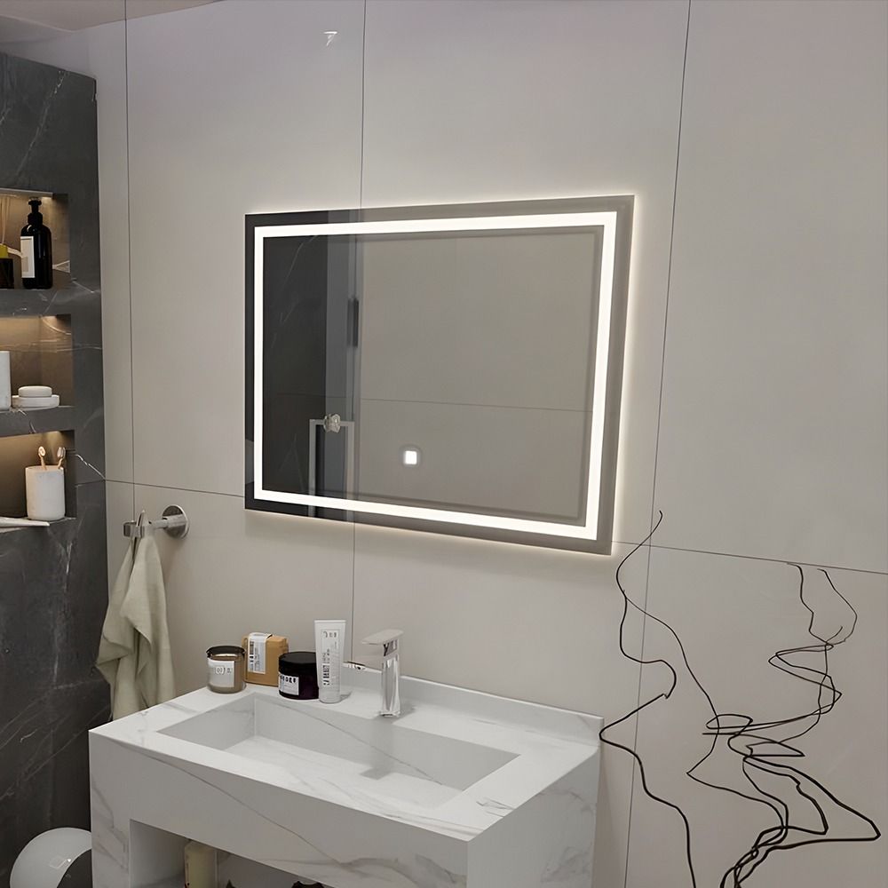 مرآة حمام مستطيلة مع إضاءة ليد TECA TC-813 80×60 سم