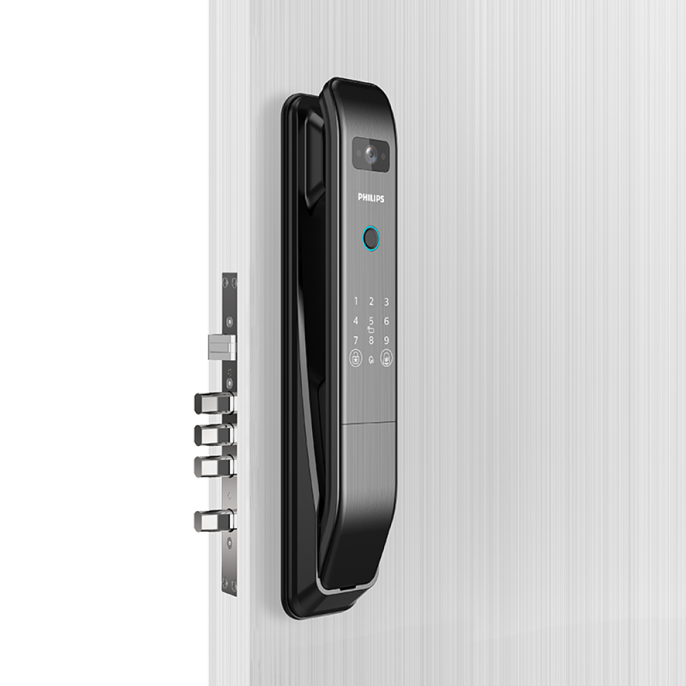 قفل باب ذكي فيليبس DDL303-VP-5HWS بمقبض دفع وسحب وواي فاي مدمج