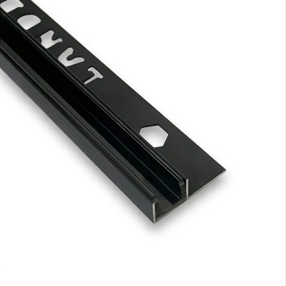 نعلة مخفية بروفايل زجاج مع PVC اسود مطفي 2.5متر 10مم GF002-BM-10W-12H LANDBUILD