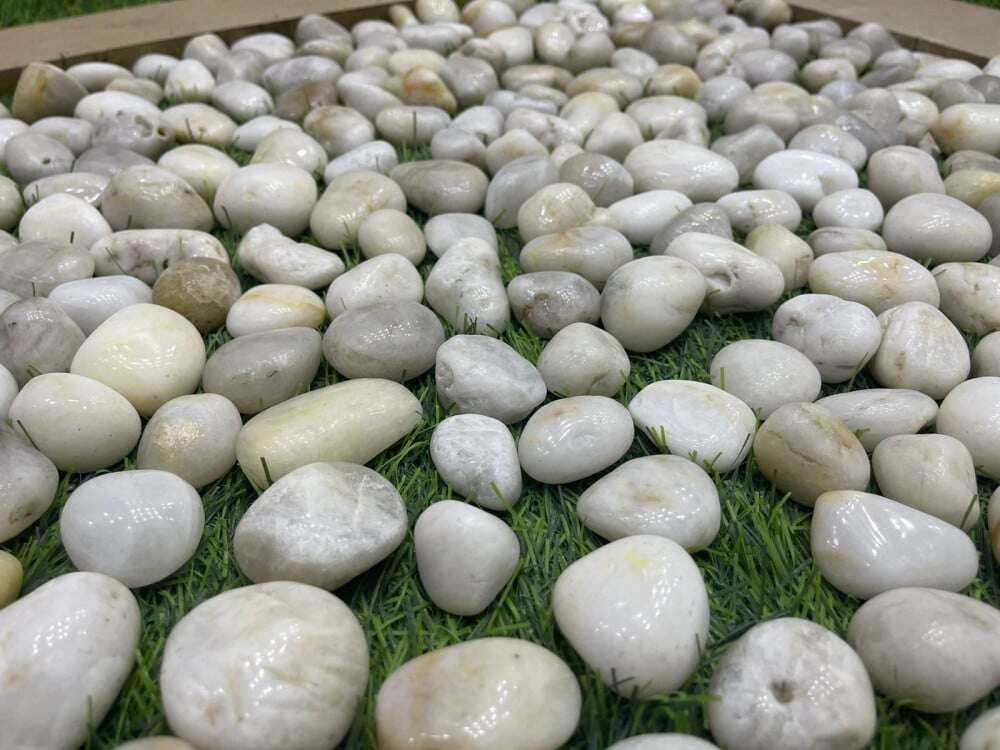 حجر زينة أبيض صغير لامع 10 كجم