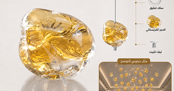 حجر كريستال لون عسلي صغير مقاس 35 - 40 ملم ( عبوة 10 حبات )