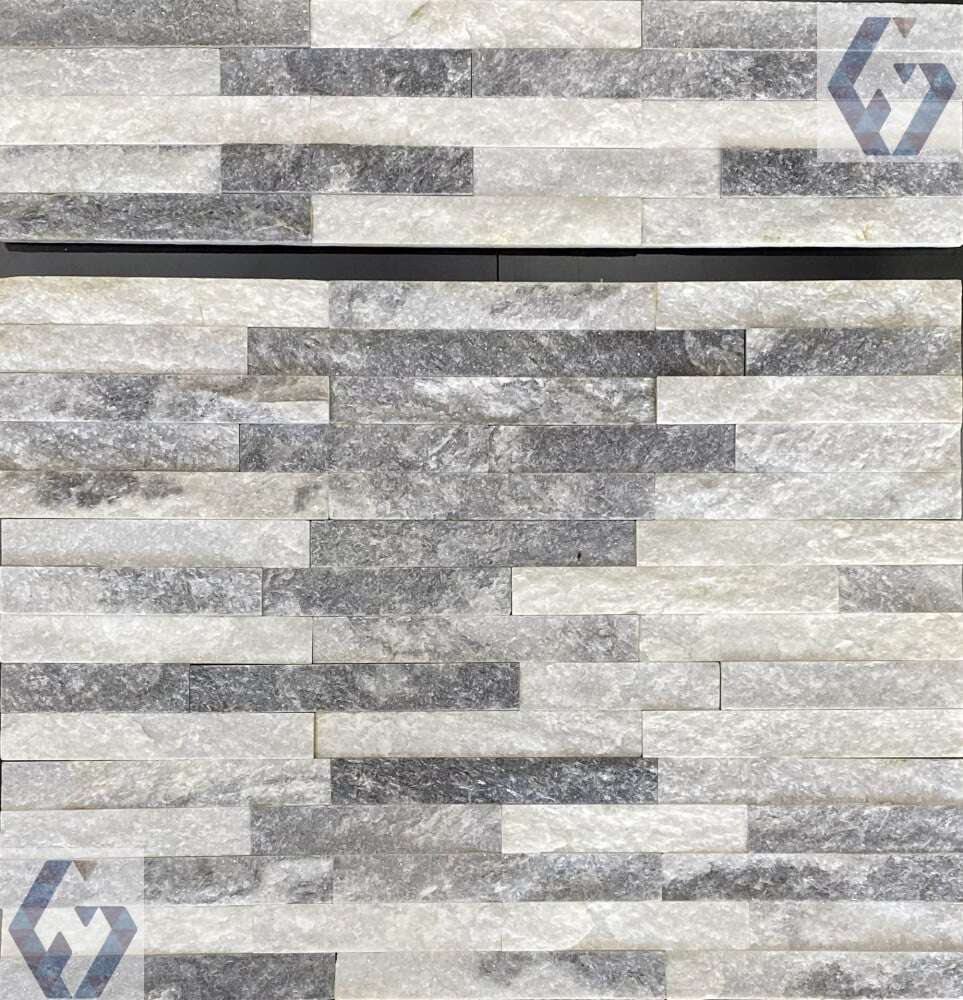 حجر زخرفي طبيعي أبيض رمادي 60×15 سم