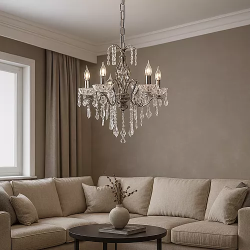 نجف مودرن شمعدان ذهبي + فضيE14*5