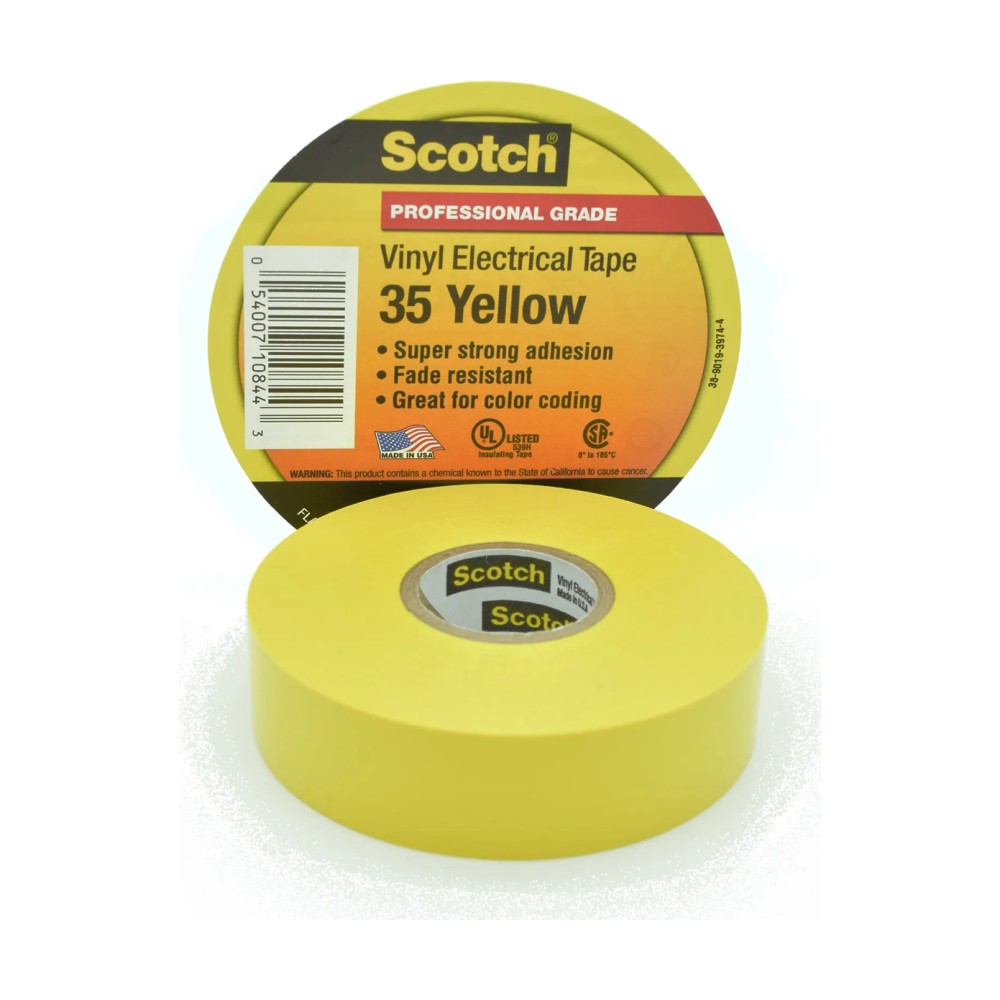 شريط ترميز لوني كهربائي Scotch 35 أصفر 3/4 بوصة × 66 قدم