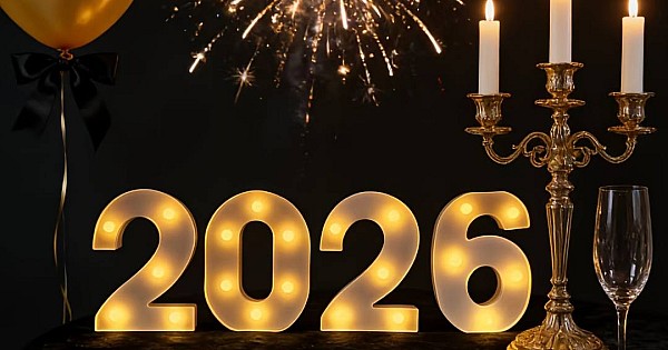 إنارة ارقام مضيئة 2026 ليد إنارة ذهبي بطارية ديكور مناسب للحفلات والتصوير