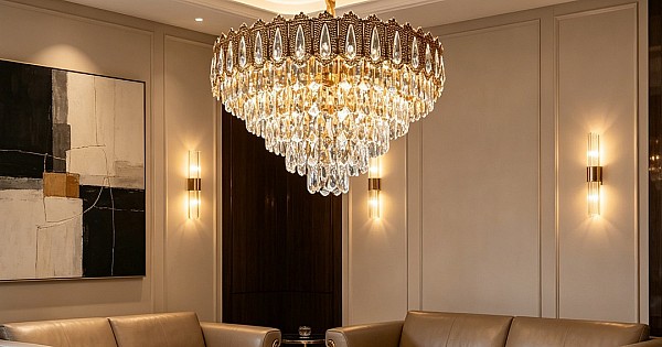 علاقي مودرن ذهبي E14*9 مقاس 600 ملم