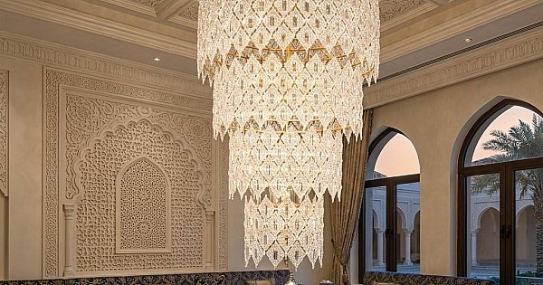 نجف مودرن كريستال حلقات E14*49 ذهبي مقاس 100*35 سم