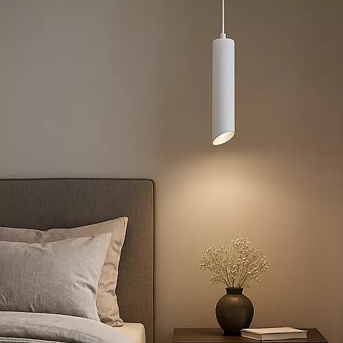 سلندر علاقي اسطواني طويل مفرد ابيض قطر 55*300 ملم لمبة نوع GU10