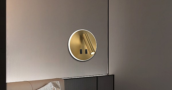 ابليك حائط جداري مودرن ذهبي لون الانارة اصفر 9 واط