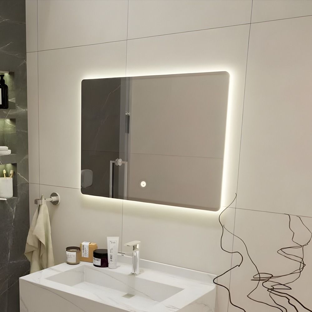 مرآة حمام مستطيلة مع إضاءة ليد TECA TC-817 80×60 سم
