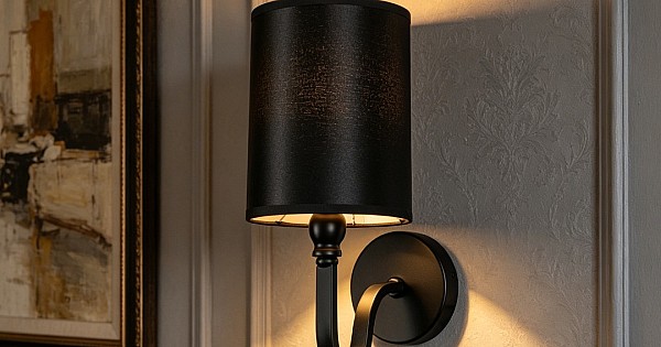 إضاءة جدارية مفرد اسود + طربوش ابيض E14*1