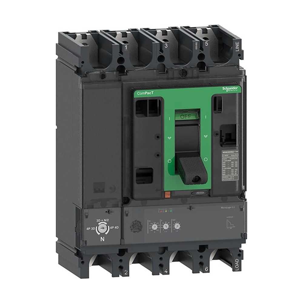 قاطع كهربائي شنايدر إلكتريك ComPacT NSX400H 70kA 415VAC وحدة فصل MicroLogic 2.3 400A 4 أقطاب 4D