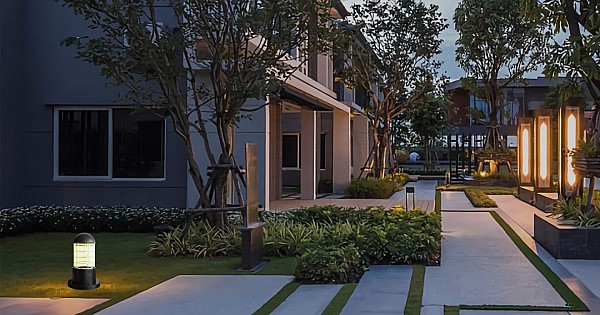 فانوس حديقة شكل اسود شفاف بتصميم عصري وحديث 23 سم E27