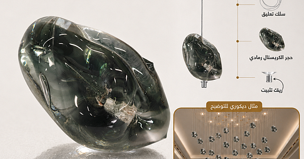 حجر كريستال لون رمادي صغير مقاس 35 - 40 ملم ( عبوة 10 حبات )