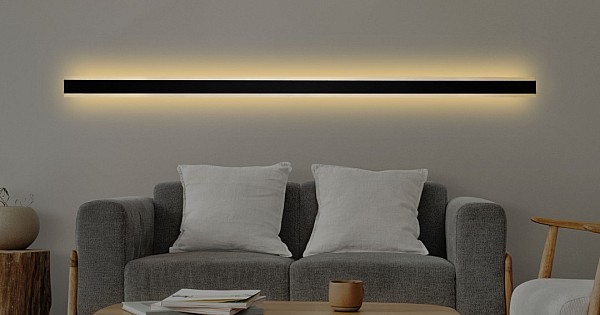 ابليك جداري مودرن اسود إنارة لون الاضاءة اصفر 180 سم