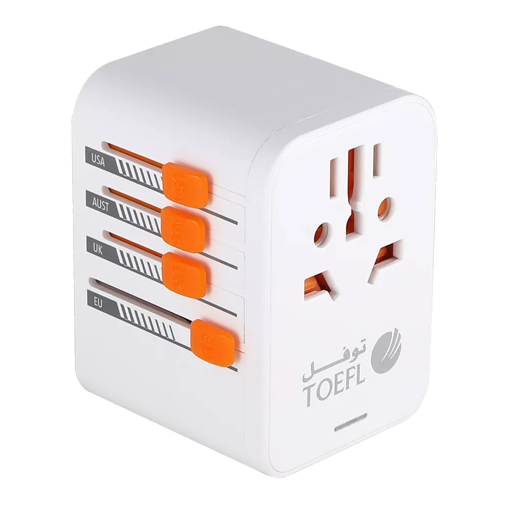 قسام محول سفر عالمي 100 واط دولي مع 5 منافذ شحن USB (3 USB C) منفذ عالمي للولايات المتحدة الى اوروبا والمملكة المتحدة واستراليا وايرلندا (النوع C/G/A/I)