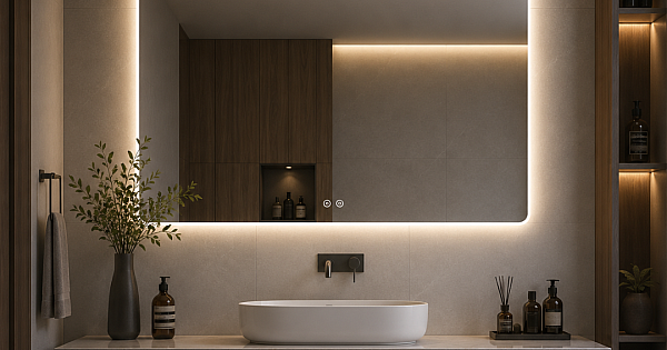 مراية مستطيلة LED ذكية بـ 3 ألوان إضاءة و مفتاح لمس مقاس 70*120 سم