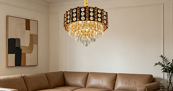 علاقي مودرن ذهبي E14*5 مقاس 400 ملم