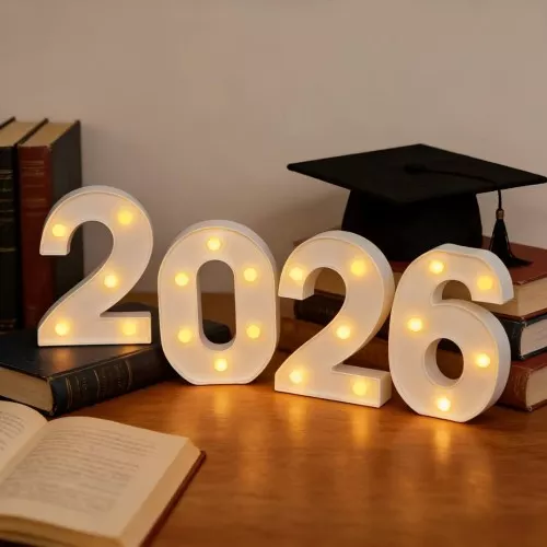 إنارة ارقام مضيئة 2026 ليد إنارة ذهبي بطارية ديكور مناسب للحفلات والتصوير