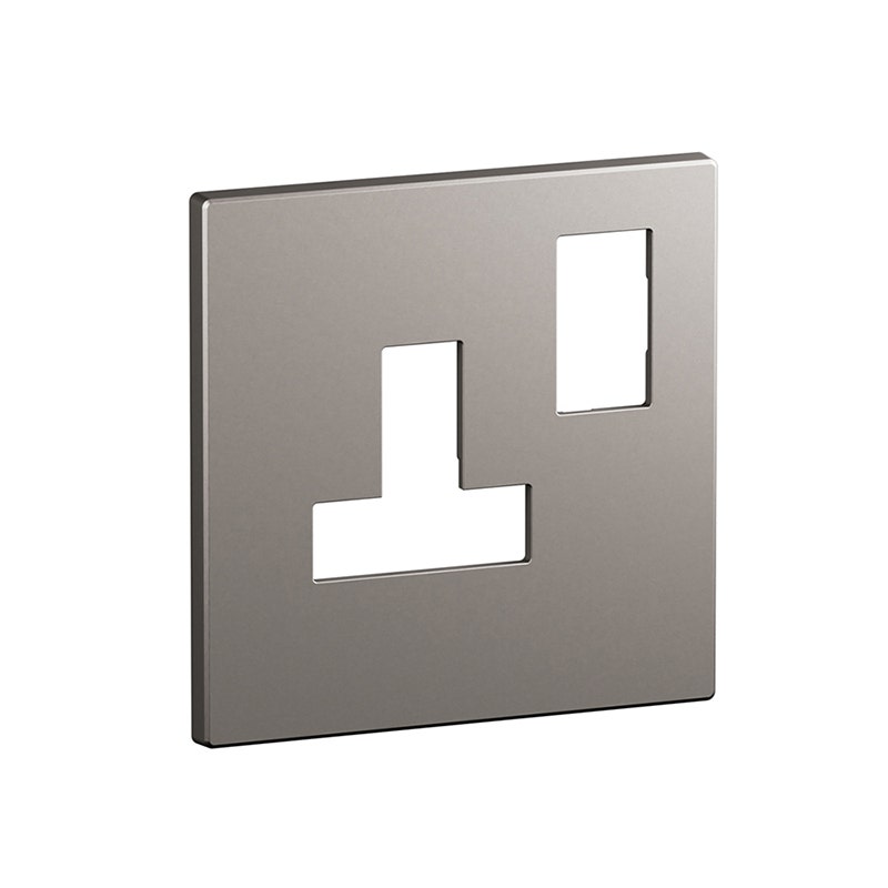 ارتيور ادفانس - غطاء فيش بمفتاح 5/13 أمبير, المواصفات البريطانية, مقاس مفرد, Monobloc, تركيب مخفي, بولي كربونات, تيتانيوم مطفي