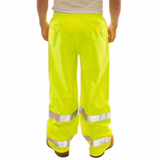 بنطال مطر عالي الوضوح مقاس 3XL 54 إنش × 32 إنش أخضر/أصفر