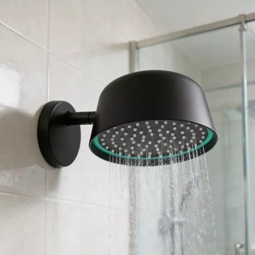 دش مطري مع ماسورة جداري فضي مع إضاءة LED ذكية