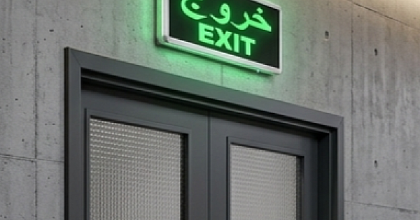 لوحة مخرج طوارئ ( خروج / EXIT ) مضيئة LED | اتجاهين (عربي/إنجليزي)