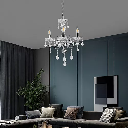 نجف مودرن شمعدان فضي مع شفاف E14*5