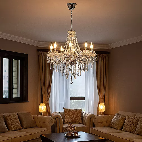 نجف مودرن شمعدان ذهبي + فضيE14*5