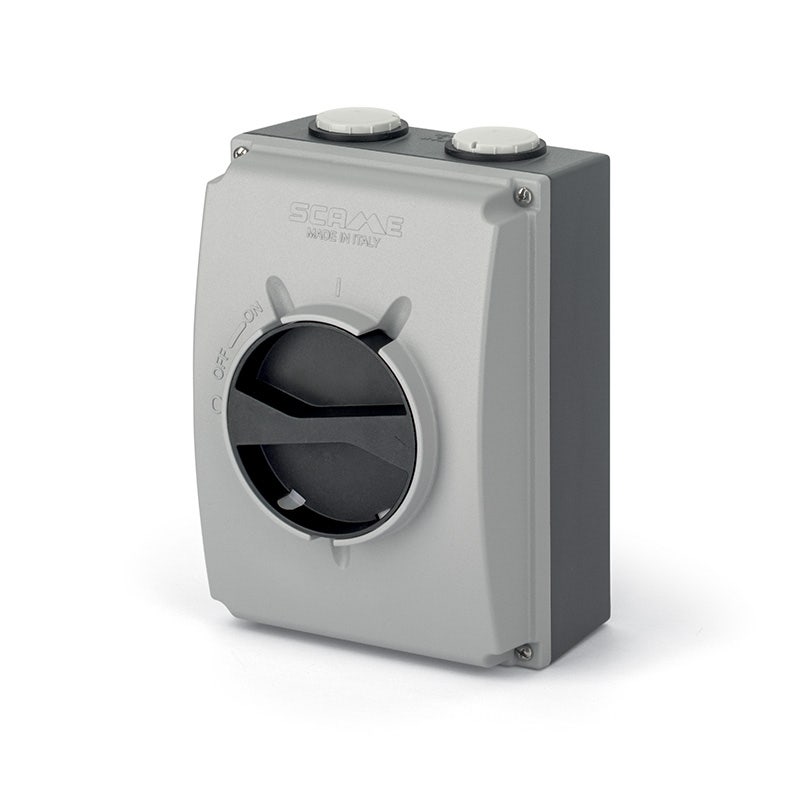 سكامي - مفتاح فصل مغلق، 63A، 4P(3P+N)، IP66/IP69، 160x220x115mm، Y2، IK10، استخدام عام، رمادي/أسود