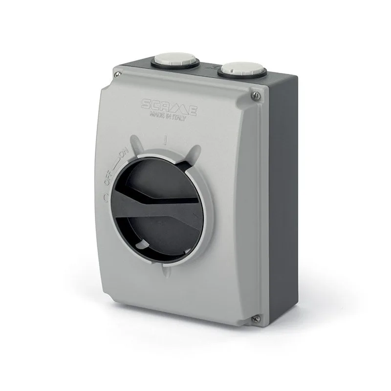 سكامي - مفتاح فصل مغلق، 63A، 4P(3P+N)، IP66/IP69، 160x220x115mm، Y2، IK10، استخدام عام، رمادي/أسود