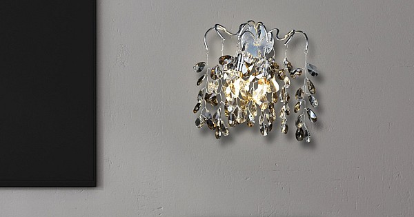 ابليك حائط جداري مودرن فضي مع رمادي مع شفاف ثنائي E14*2L