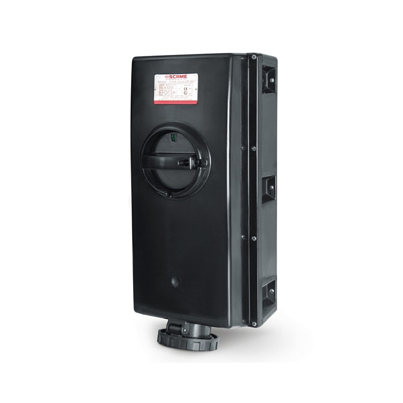 سكامي - مقبس متداخل، 125A، 3P+N+E، 346-415V، IP66، 280x575mm، 6h، GRP، أسود، أطراف قشرية، II 2GD، مع قفل ميكانيكي، GW 960°C