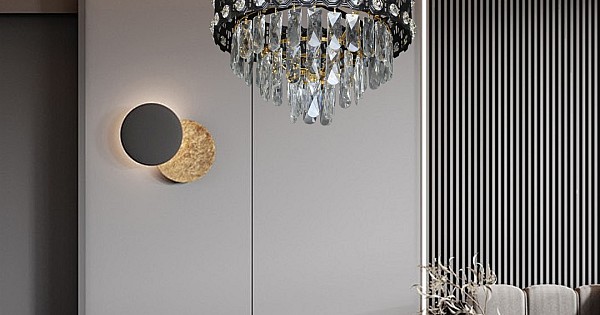 علاقي مودرن اسود + ذهبي E14*5 مقاس 400 ملم