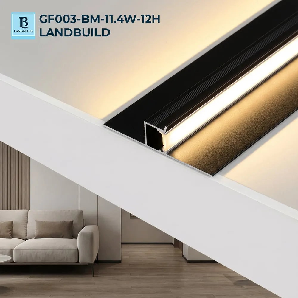 نعلة مخفية بروفايل ليد اسود مطفي 3 متر GF003-BM-11.4W-12H LANDBUILD