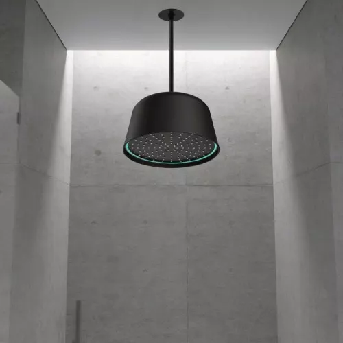 دش "الثريا" المطري السقفي مقاس 30 سم - إضاءة LED ذاتية (اسود مطفي)