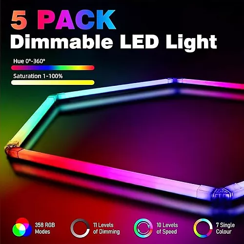 طقم إضاءة 8 خلايا النحل السداسية ليد Hexagon لقراج السيارات لون الانارة ملون RGB تحكم ريموت + هاتف مقاس عرض*طول 2.3*2.4M .